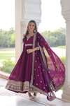 KA 1215 Vichitra Silk Embroiderey Work Gown With Dupatta Wholesale Market In Surat